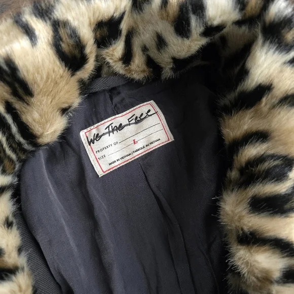 NWOT Free People X Revolve Oversized Leopard Cheetah Faux Fur Collar Trench - Picture 7 of 11